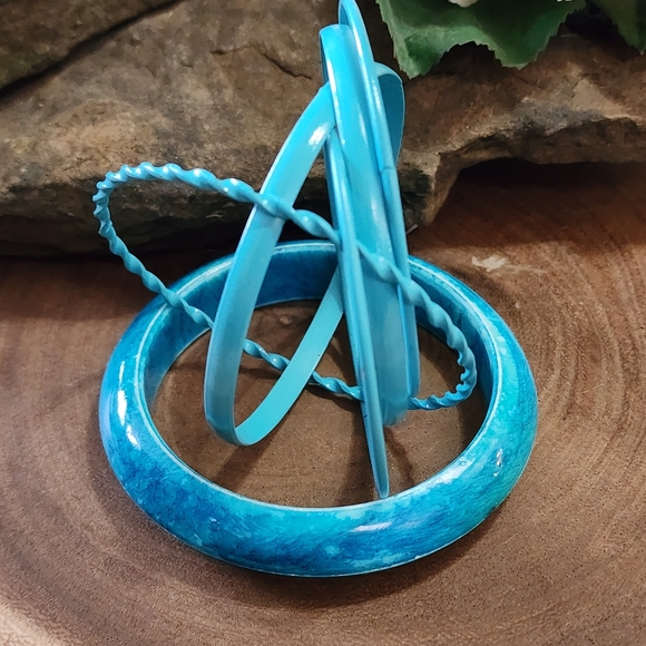 Vintage Blue Turquoise Colored Set of 6 Bangle Bracelets